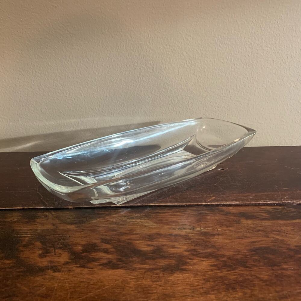 1960s Hazel Atlas Clear Colony Glass‎ Serving Relish Rectangular Dish